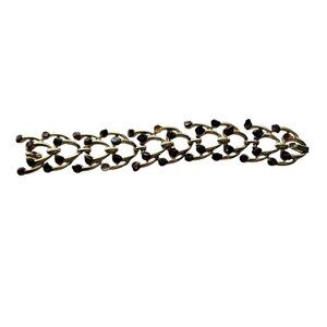 Vintage Garnet Chip and Gold Tone Link Bracelet - Missing 2 garnet chips